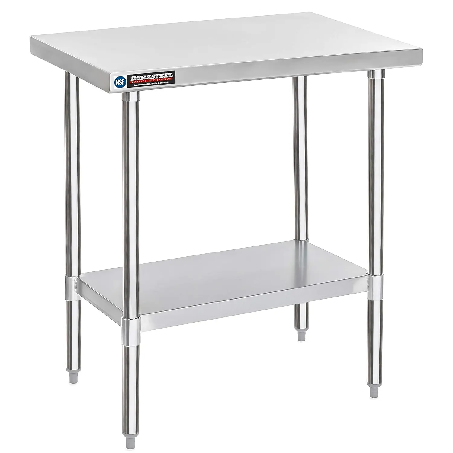 

Food Prep Stainless Steel Table - DuraSteel 30 x 36 Inch Commercial Metal Workbench with Adjustable Under Shelf - NSF Certified