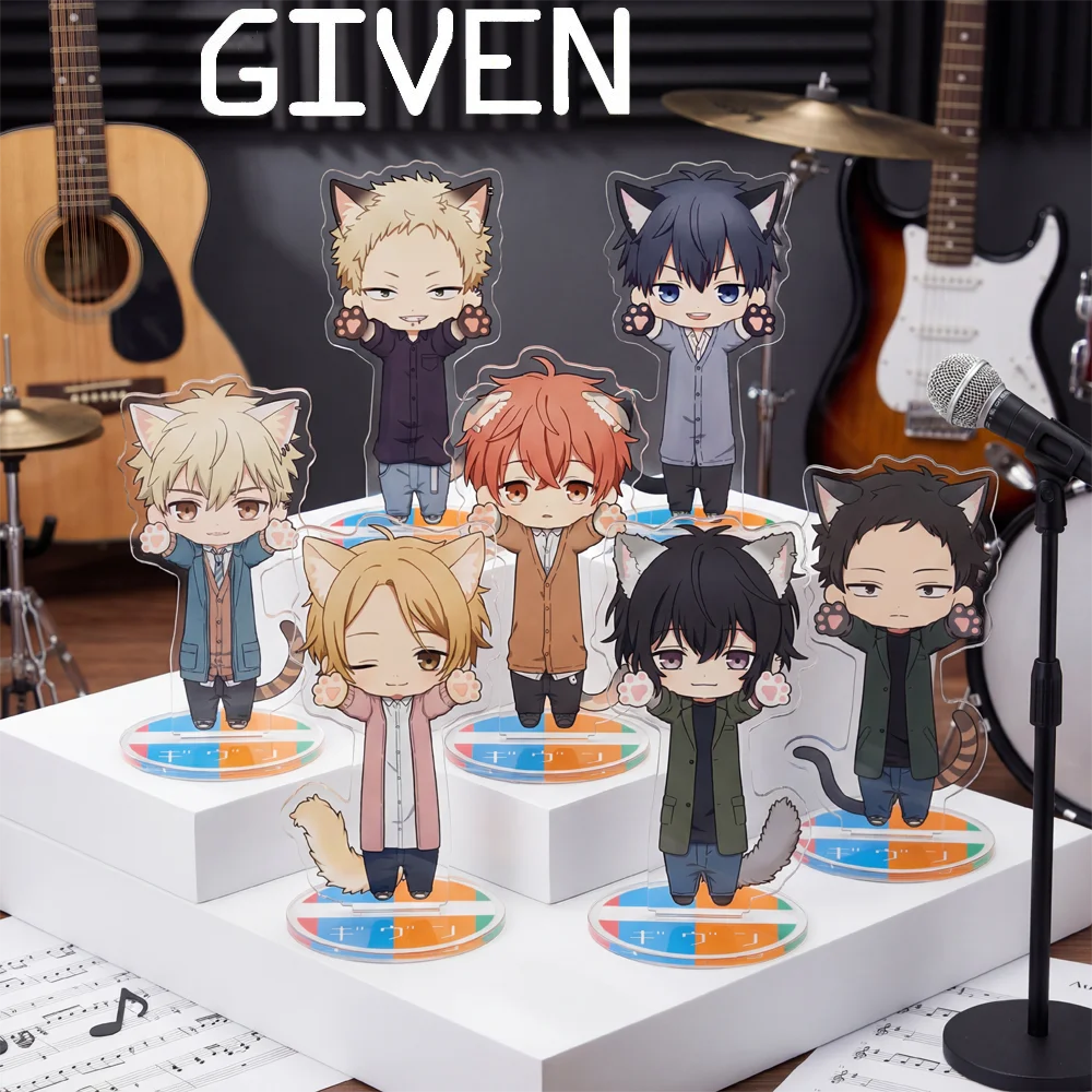 BL Anime GIVEN Cat Ear Acrylic Stand 10cm Chibi Figure Mafuyu Sato Ritsuka Uenoyama Akihiko Kaji Desktop Decor Collectible Gift