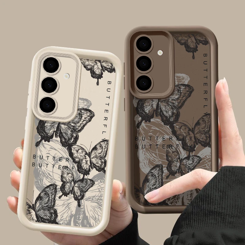 Ink Butterfly Case For Samsung Galaxy S26 S25 S24 S23 S22 Ultra S25 S24 FE S25 Edge A57 A37 A15 A36 A53 A54 A56 5G Phone Cover ﻿