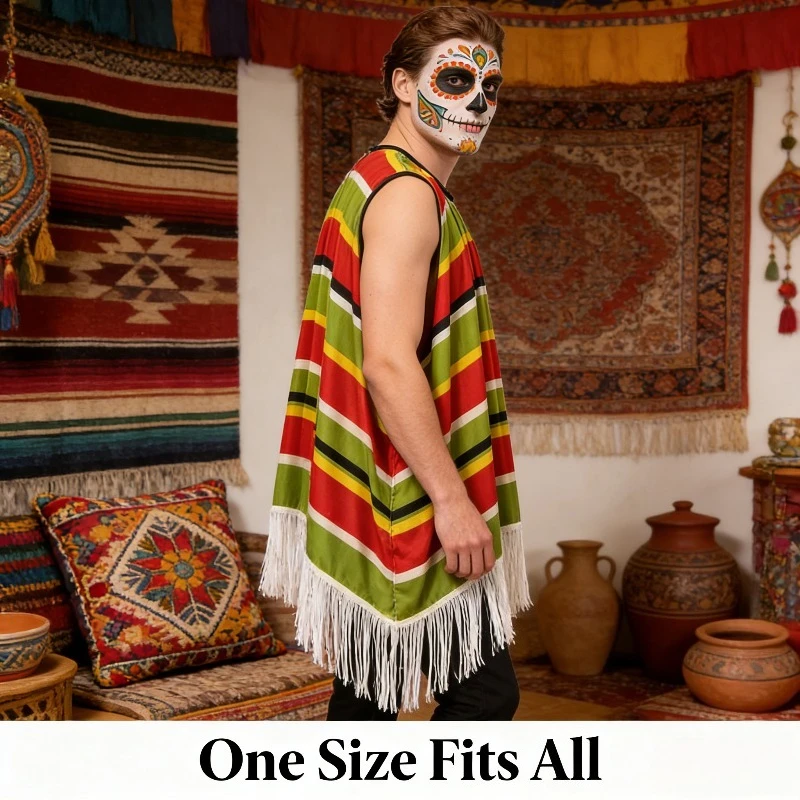 

2026 накидка в мексиканском народном стиле, косплей, фестиваль, вечеринка, мексиканский костюм для взрослых