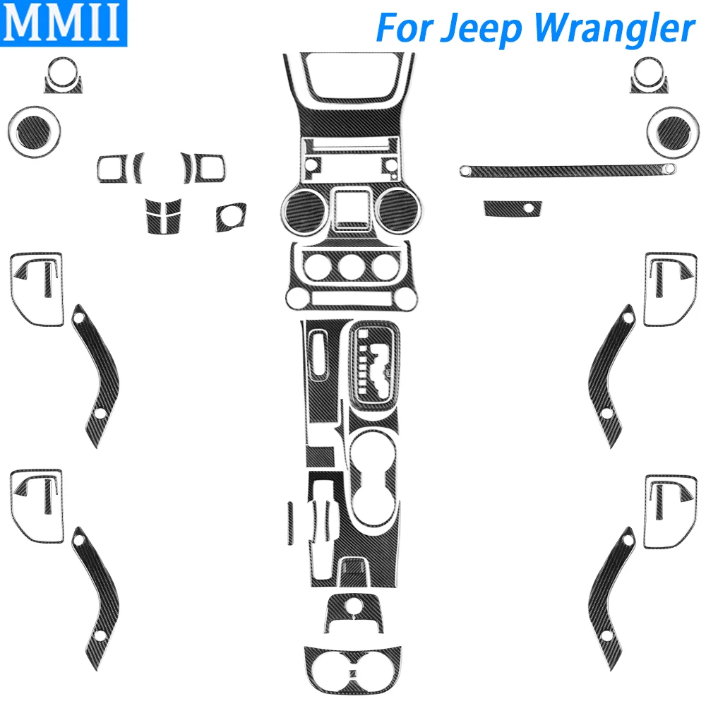 

For Jeep Wrangler JK 2011-2017 Real Carbon Fiber Gear Shift Air Outlet Steering Wheel Panel Set Car Interior Accessories Sticker