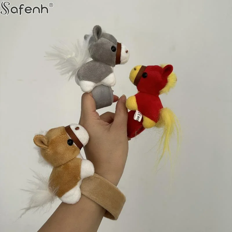 かわいい小さな馬のぬいぐるみリストバンド、スナップブレスレット、子供へのプレゼント、ぬいぐるみ馬、女性用ヘッドバンド