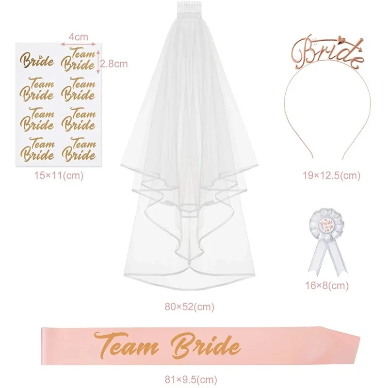 Wedding Decorations Bridal Shower Wedding Veil Team Bride To Be Satin Sash Bachelorette Party Girl Party Decoration Supplies image 2