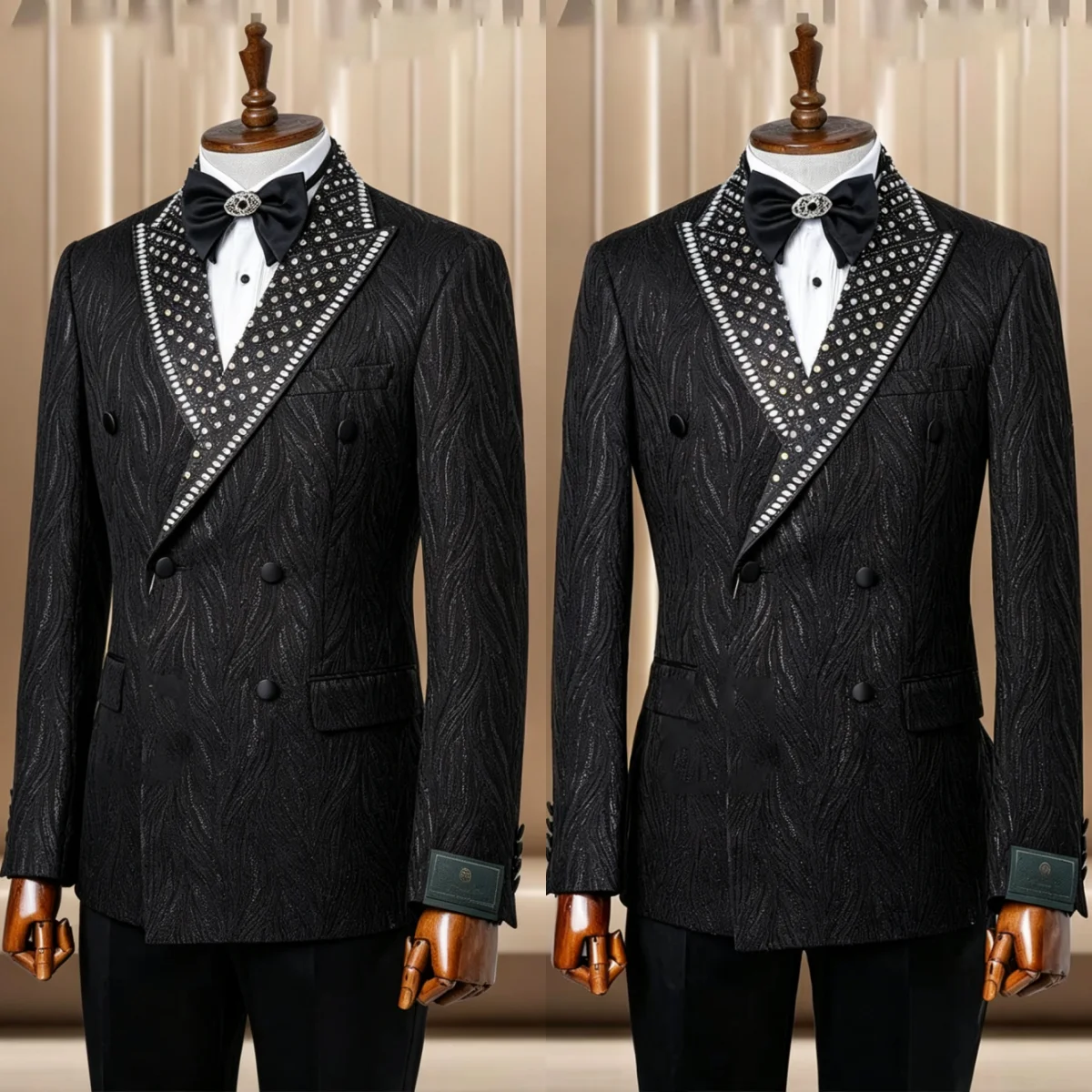 Men'S Formal Wear No Suit - Gliiter Crystals Men Suits Double Breasted