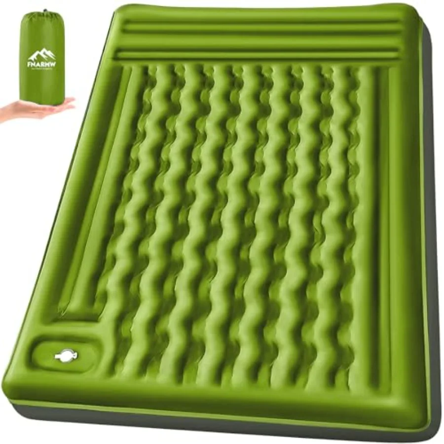 

Double Sleeping Pad Camping Self Inflating 6'' Extra-Thick 2 Person Pillow Built-in Feet Pump Waterproof Inflatable Sleeping Ma