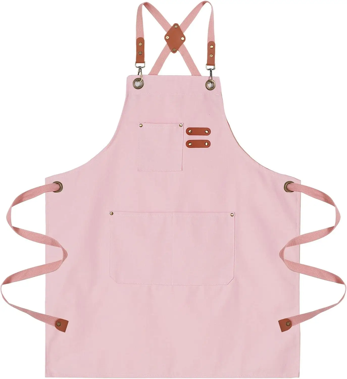 

Men's Canvas Chef Apron with Large Pockets and Adjustable Neck Strap for Cooking, BBQ, Gardening