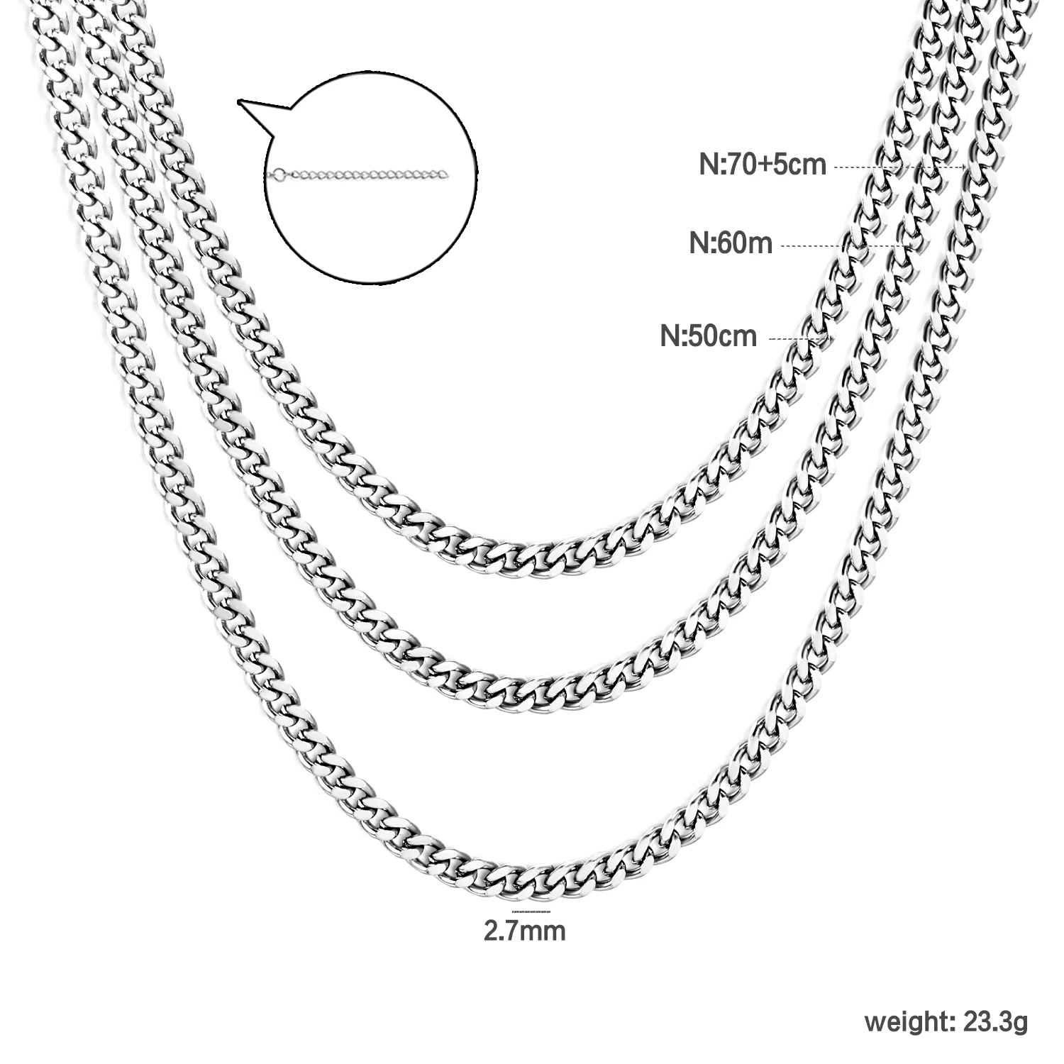 ASONSTEEL Stainless Steel Chain Multi Layered Necklace For Women Men Statement Golden Waterproof Necklace Jewelry High Quality