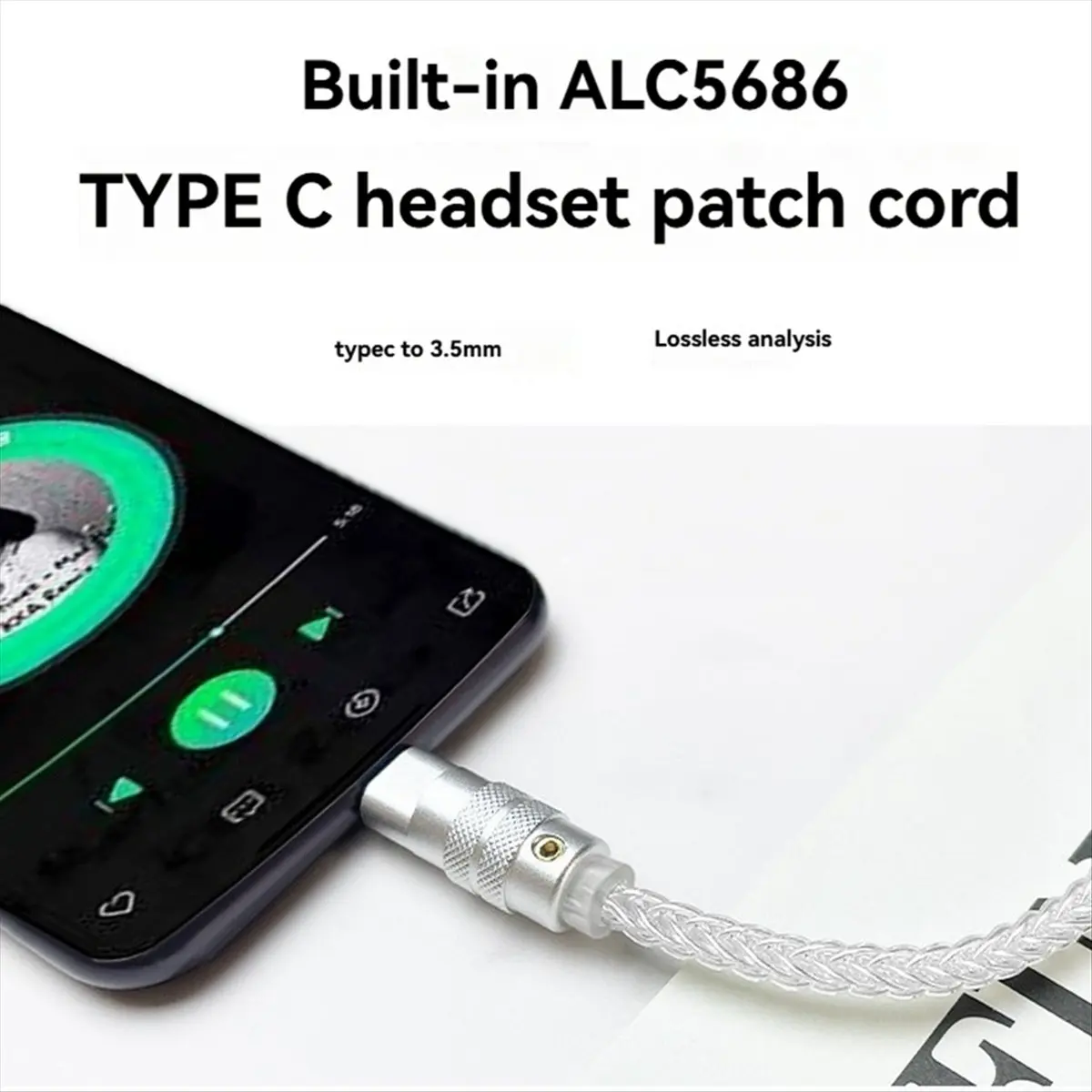 [HUND Store]~ALC5686 USB Type C Earbuds Headphone Amp with 3.5mm Output SNR124dB PCM 32bit/384kHz for Android Window