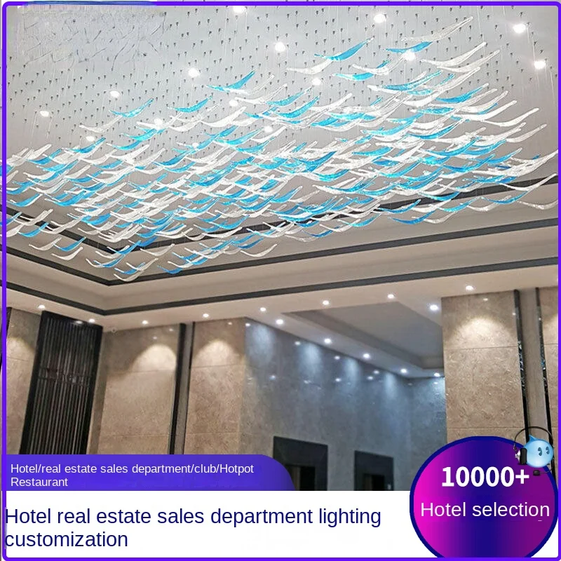 Customized Hotel Lobby Chandelier Non-Standard Customized Glass Lamp Sales Department Sand Tray Shopping Mall Fish Glass Lamp