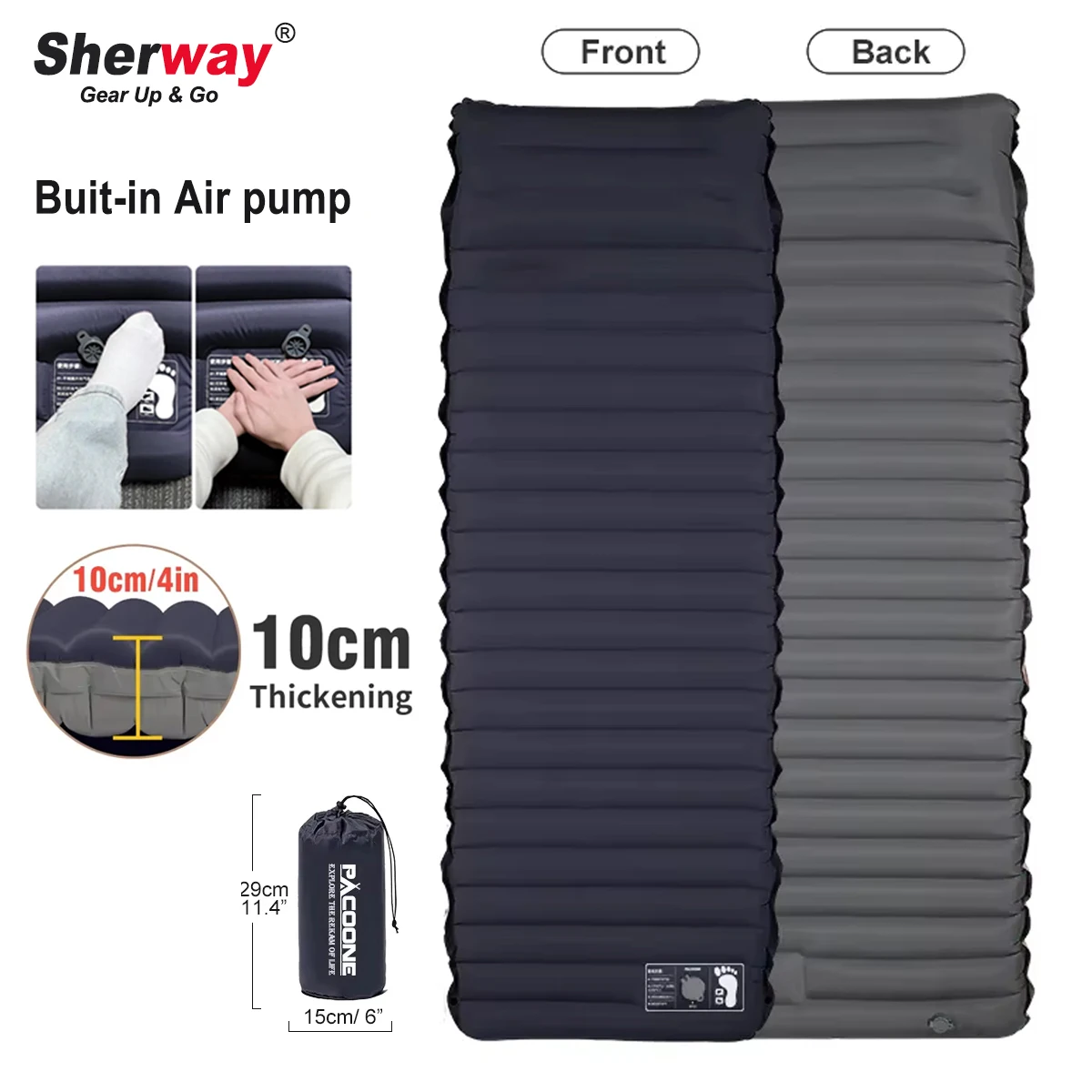 

Ультралегкий самонадувающийся туристический матрас с встроенным насосом для кемпинга, походов и рыбалки