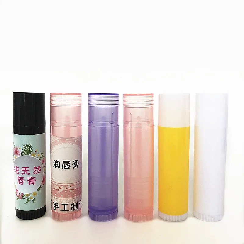 10/30/50 stücke 5g Leere Lip Balm Rohr DIY Handgemachte Lippenstift Wachs Rohr direkte befüllung Lebensmittel grade Kosmetische Container Karton Aufkleber