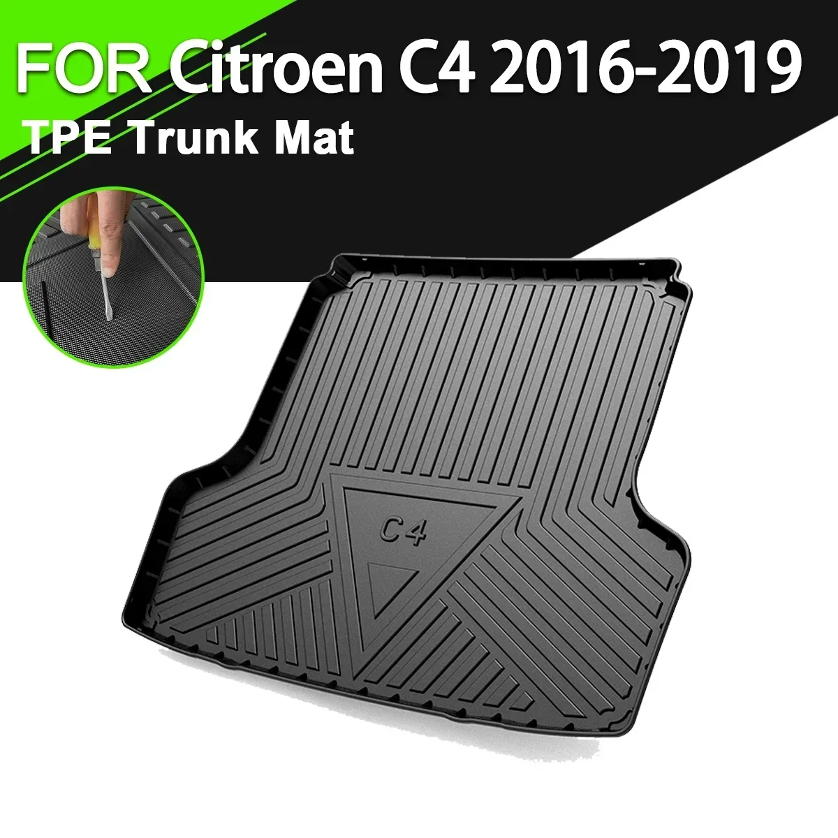 

Car Rear Trunk Cover Mat Rubber TPE Non-Slip Waterproof Cargo Liner Accessories For Citroen C4 2016-2019