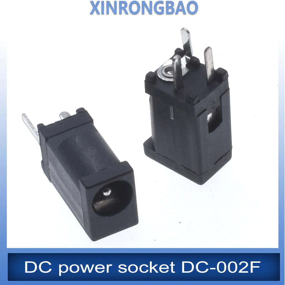 10Pcs High quality DC-002D power socketDC-002F 3.5X1.3mm round needle 3-pin direct insertion 180 degree vertical DC power socket