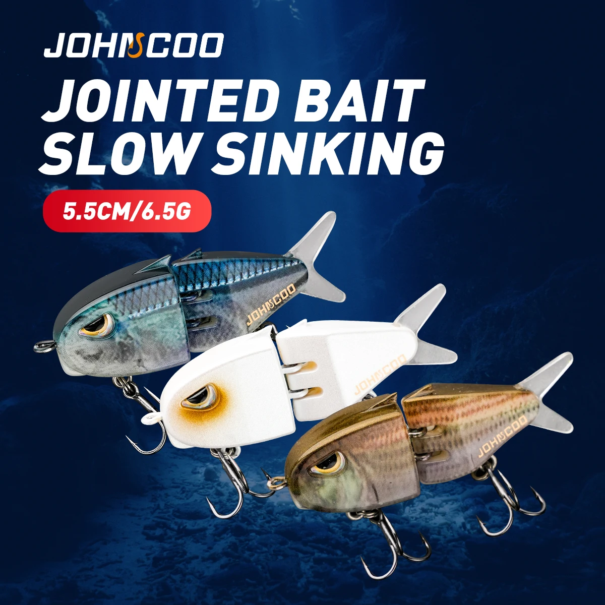Jointed fishing lure Johncoo 5.5cm 6.5g sinking Fishing lure 2 sections lure fishing bait Swimming bait Small size lure