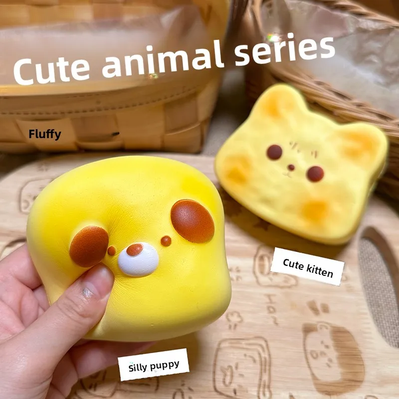 Slow Rising Squishy Toy, Puppy Bone Bread Realistic Food, Ultra Soft Wet Slime Finger-Sucking Squeeze Stress Relief Fidget Toy