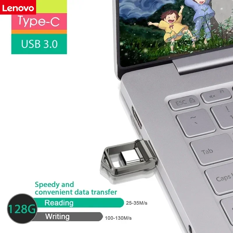 لينوفو 2 تيرا بايت 2 في 1 OTG USB-C فلاش القلم محرك المعادن الذاكرة عصا Usb 3.0 فلاش القرص 1 تيرا بايت 512 جيجابايت USB3.0 المزدوج C بندريف #2