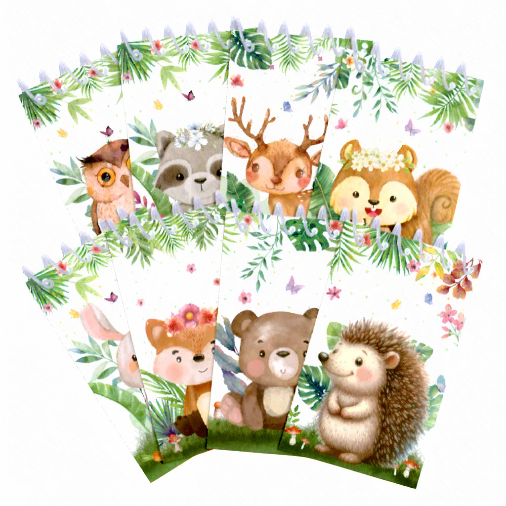 Woodland Animal Spiral Notebooks Unique Forest Animal Notebooks Mini Paper Notepads Compact Vertical Spiral Binding Notepads