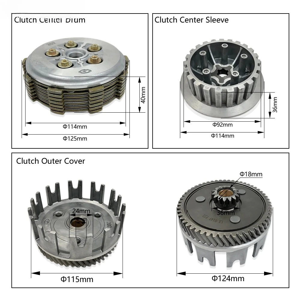 Motorcycle Accessories Clutch Assembly Clutch Basket Outer Gear Hub Sleeve Inner Hub For YAMAHA DT230 LONCIN MT250 GPX HENGJIAN