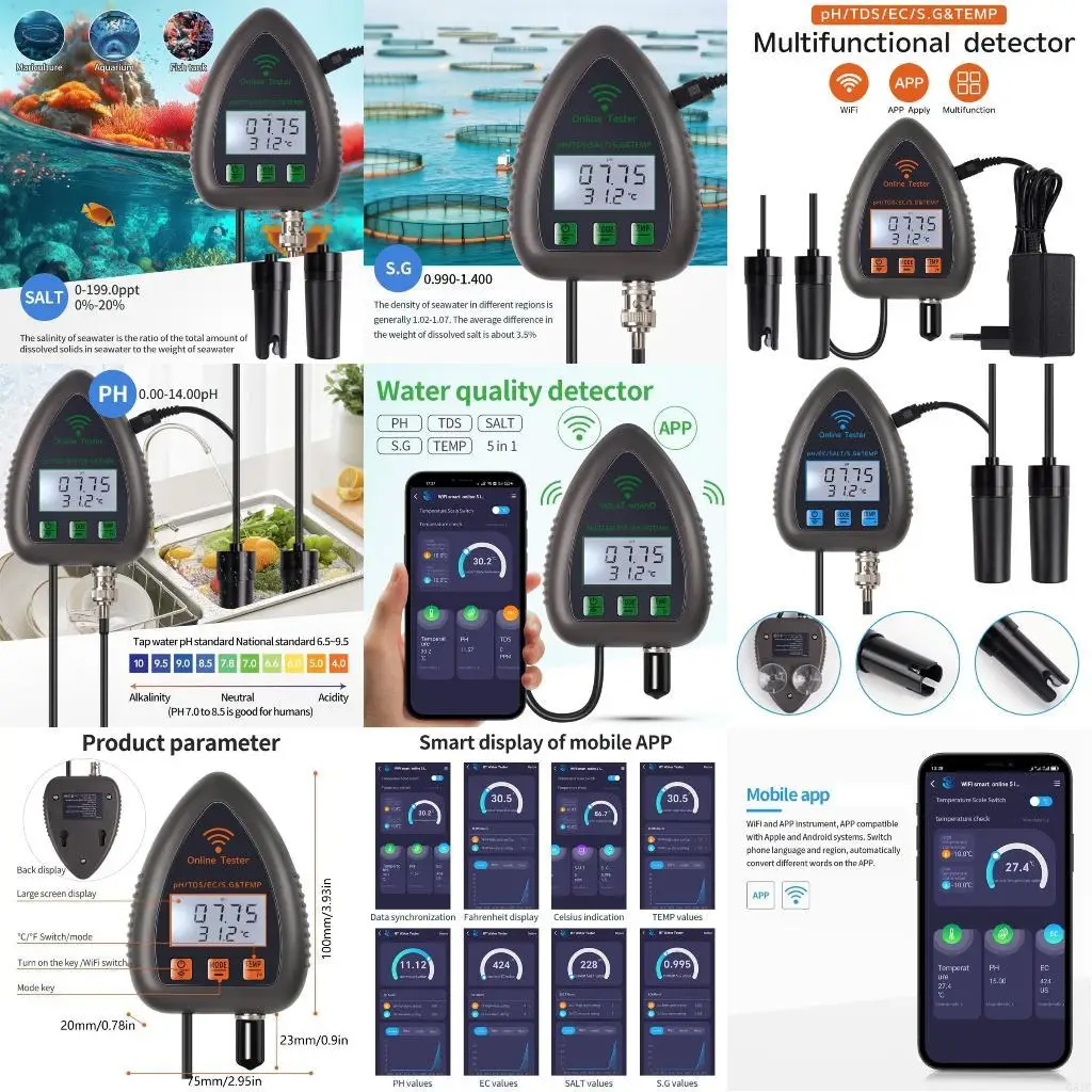 Q81C جهاز مراقبة جودة المياه الاحترافي مزود بأجهزة استشعار عالية الدقة متعددة الوظائف