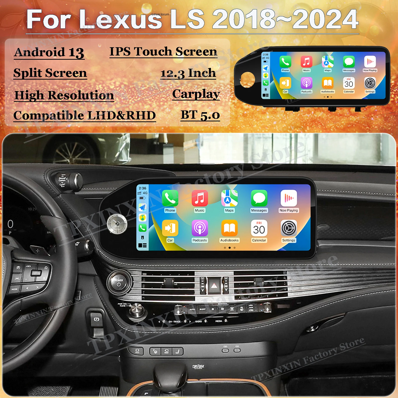 

12.3 Inch 8-Core For Lexus LS 2018~2024 Qualcomm Android Auto Multimedia GPS Navigation Car Radio Stereo Receiver IPS Head Unit