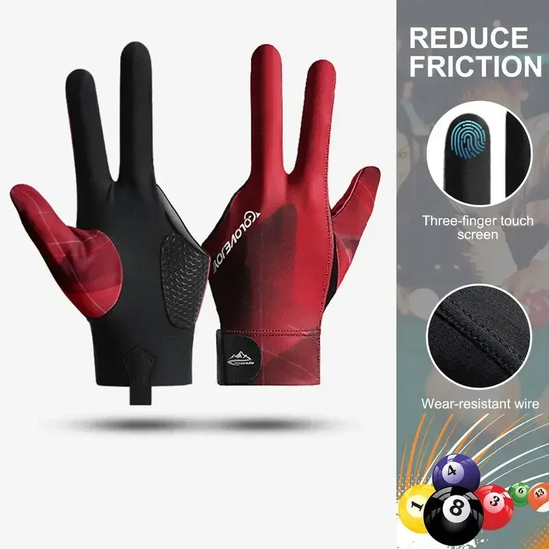 

Billiards Glove Elasticity 3 Fingers Pool Glove Billiards Left/Right Hand Snooker Glove for Adult Billiards Training Accessories