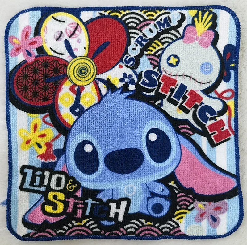 20x20cm ścieg mały ręcznik kwadratowy Anime Cartoon Kawaii Stitch Disney drukowane bawełniane dziecięce ściereczki do wycierania ust i dłoni