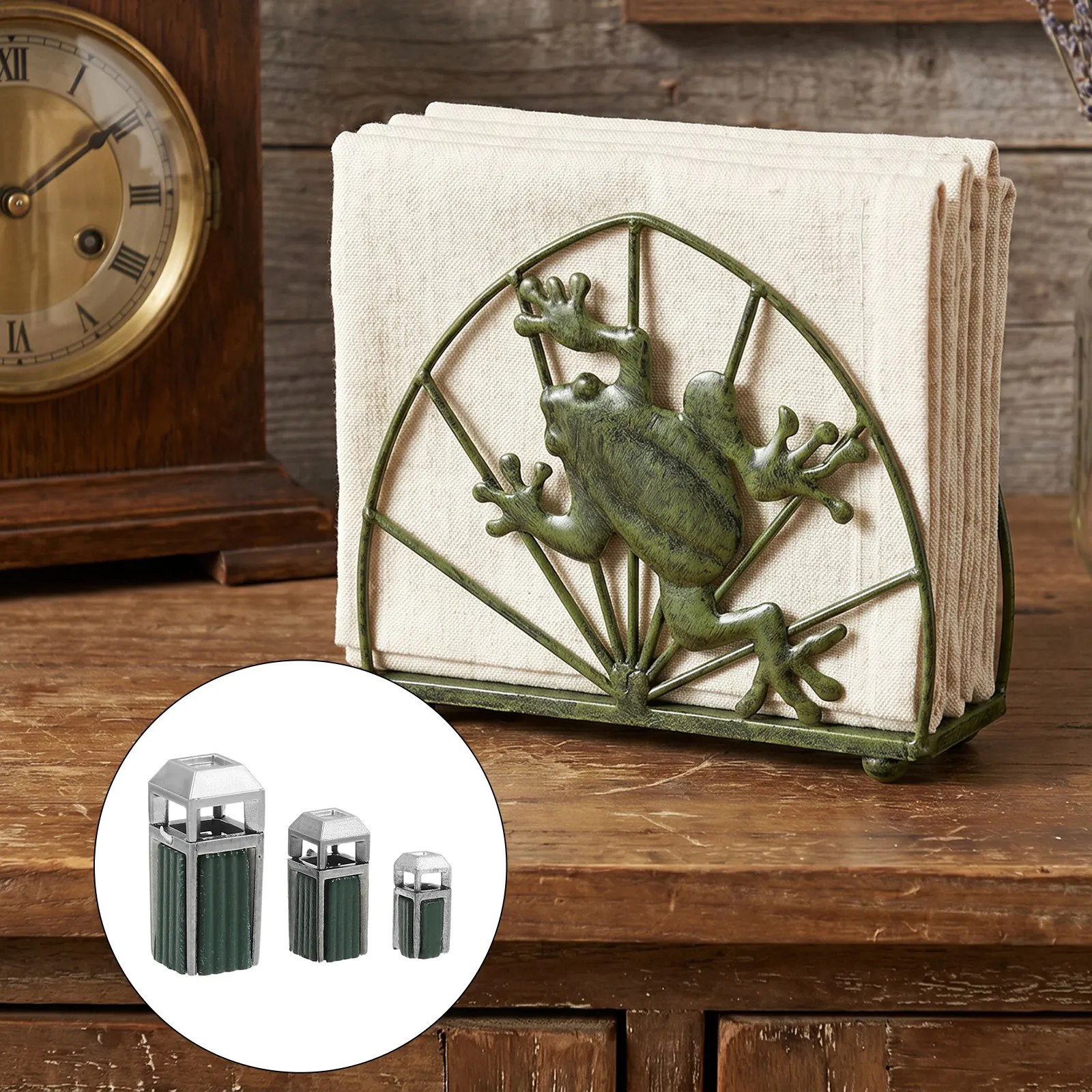 Frog Shape Metal Napkin Holder Green Vintage Rustic Kitchen Countertop Napkin Organizer Paper Tissue Dispenser view 6