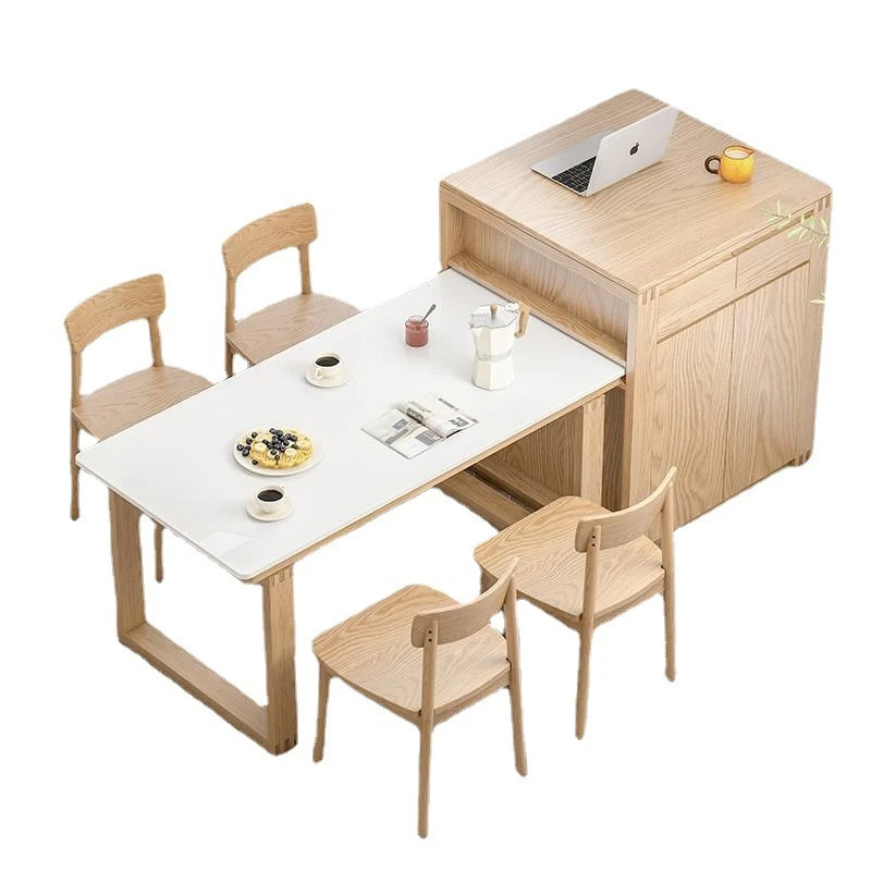 

Household wabi sandy wind simple rock slab dining table, small apartment rectangular cream wind