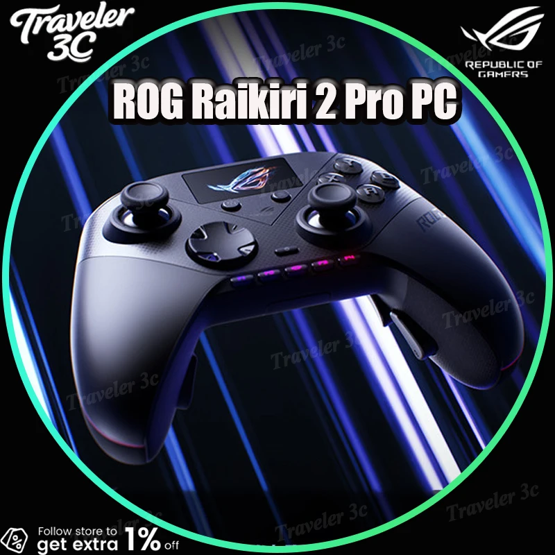 ROG Raikiri 2 Pro PC Wireless 8K Hot Swap TMR Joystick Three Mode Game Controller With Screen Gamepad RGB Light Laptop Gift