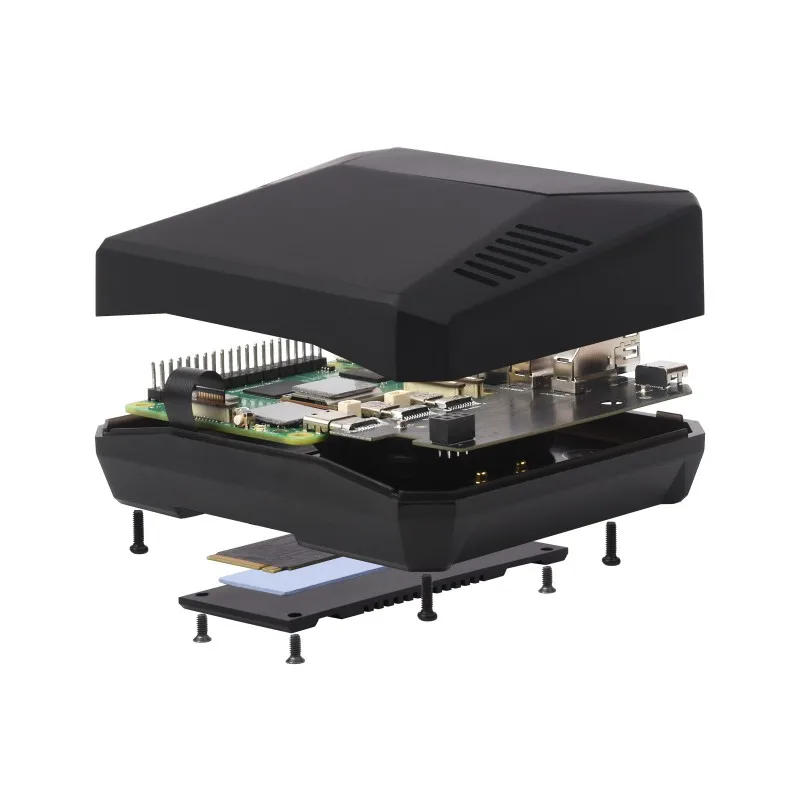 Boîtier en alliage d'aluminium Waveshare Argon ONE V3 pour Raspberry Pi 5, ventilateur de refroidissement intégré, boîtier Pi5, en option pour M.2 NVcloser 6 000 emplacements