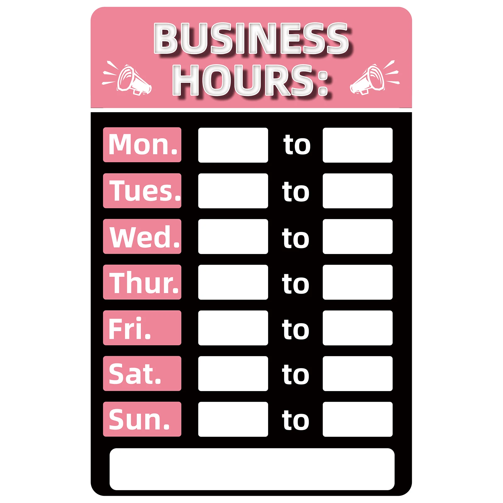 Business Hours Sign Store Opening Hours Sign Changeable with Adhesive English Style PVC Signage Daily Operation Times Display