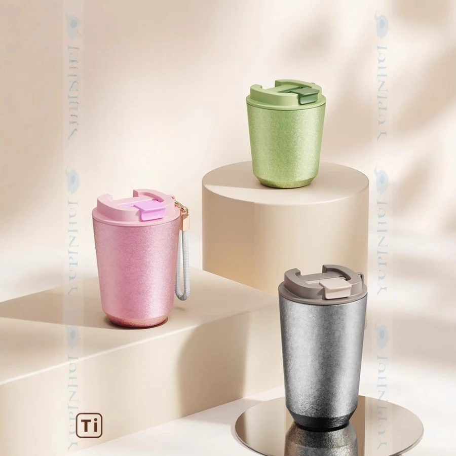 

New dopamine color matching outdoor portable thermal insulation handheld cup high value carry rope simple office cup