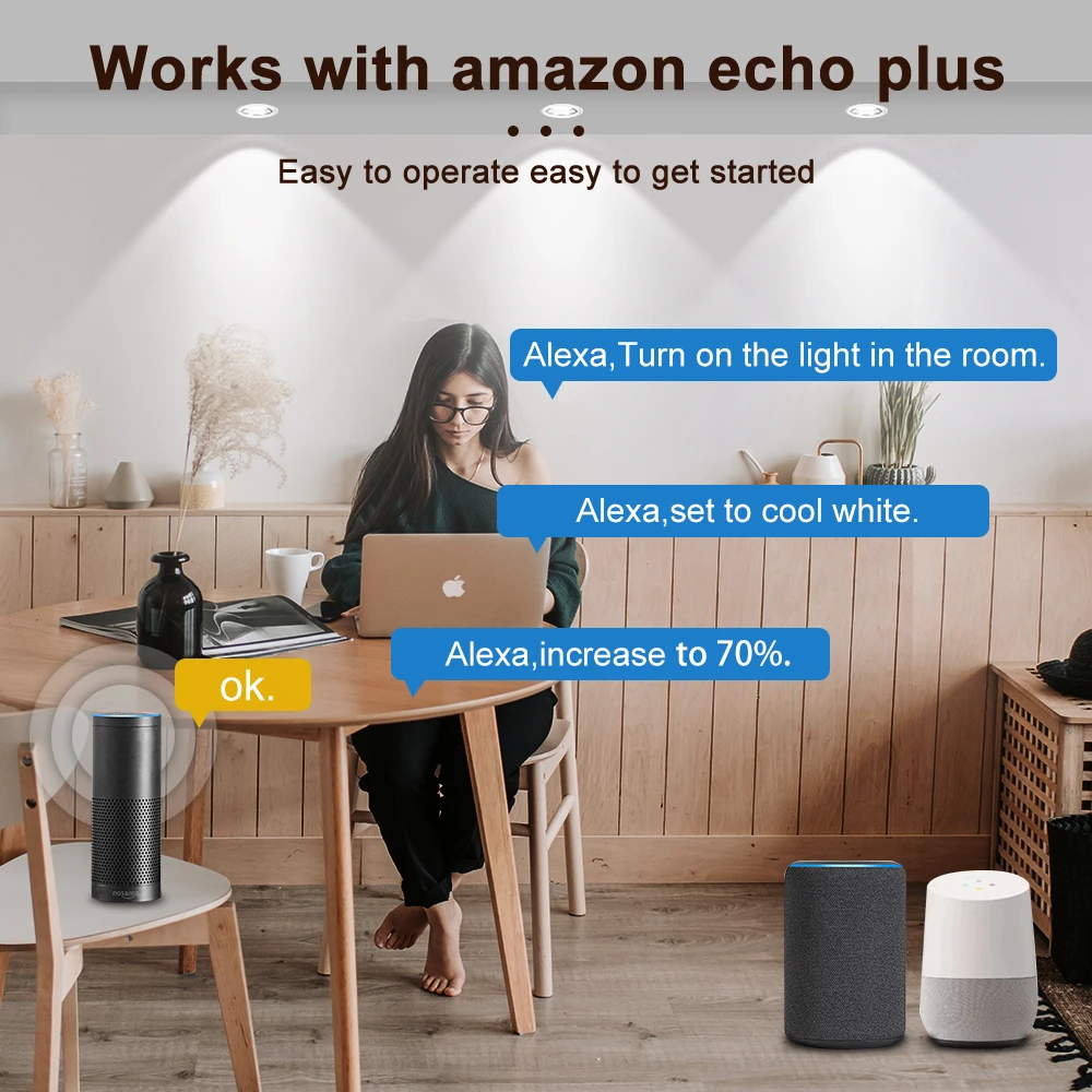 GLEDOPTO ZigBee 3.0 6W 12W RGBCCT plafoniera LED antiriflesso da incasso App voce Alexa Echo telecomando Tuya Smart Life