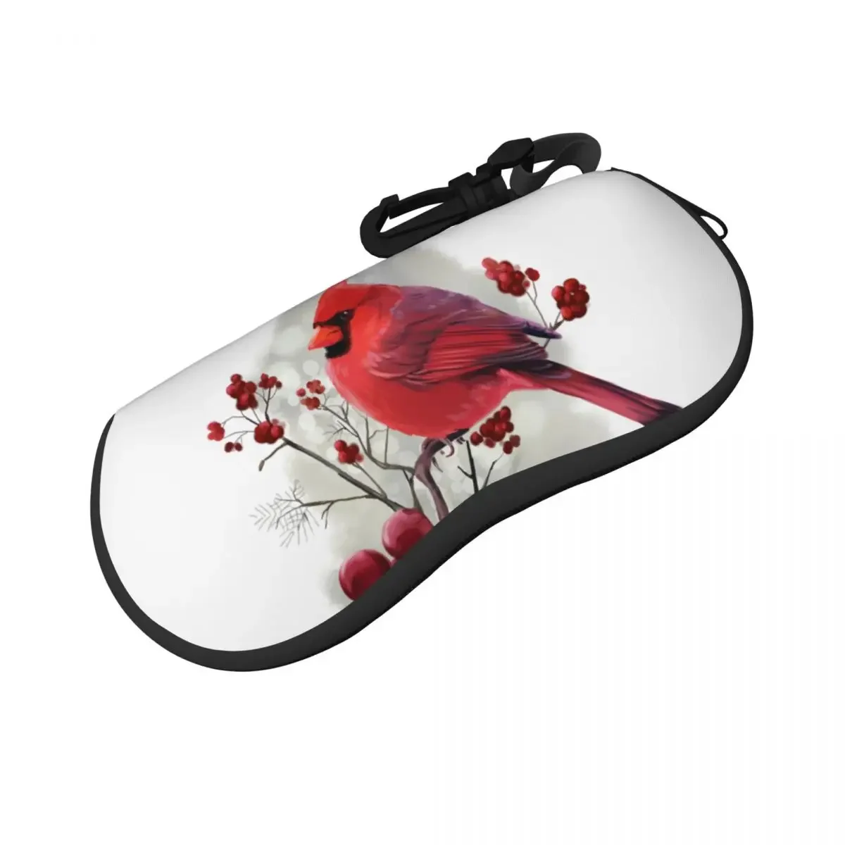 Glasses Case Soft Glasses Bag Winter Bird Cardinal Sitting On Branch Illustration Portable Sunglasses Box Bag Eyeglasses Case