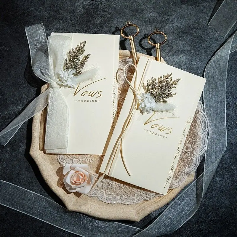 

2Pcs Vow Cards Fresh and Delicate Declaration Elegant Wedding Vows Ceremony Book Niche Wedding Bride and Groom Confession Book