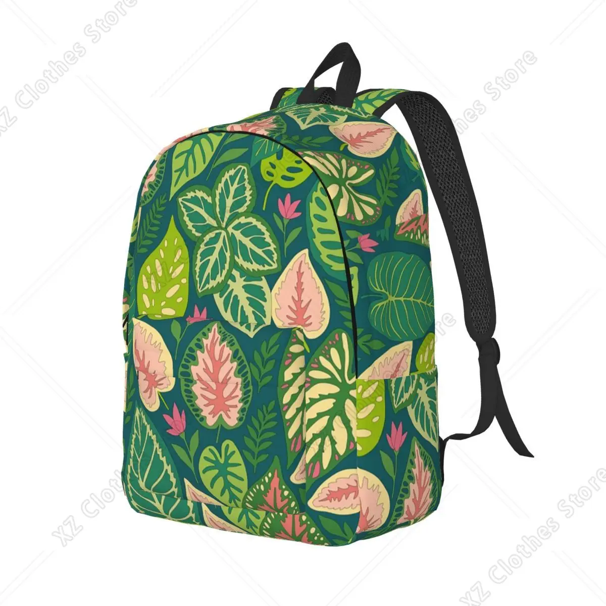 Tropical Plants Leaves Backpack Daypack Large Capacity Children BookBag School Bag Shoulder Bags for Men Women