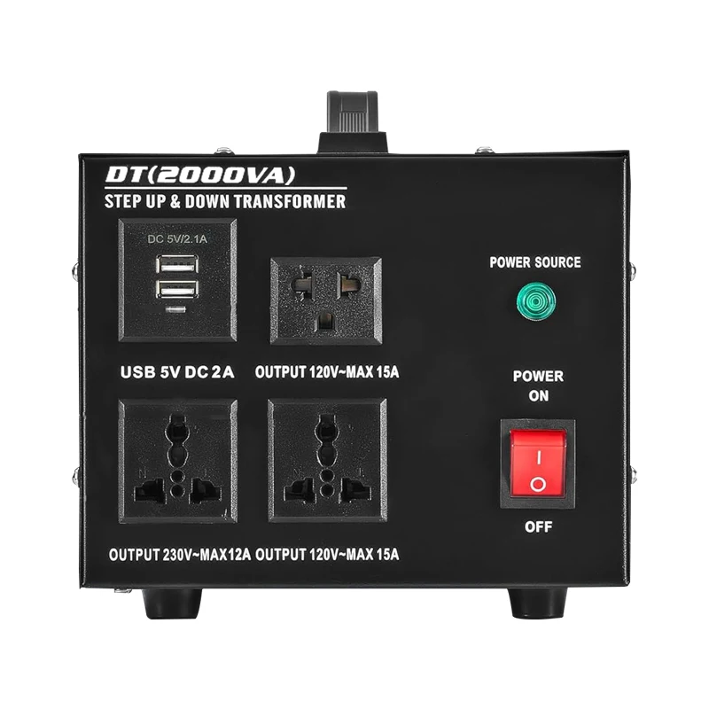 

Индивидуальный однофазный преобразователь напряжения DT-2000W, 110В в 220В, высокомощный повышающий трансформатор