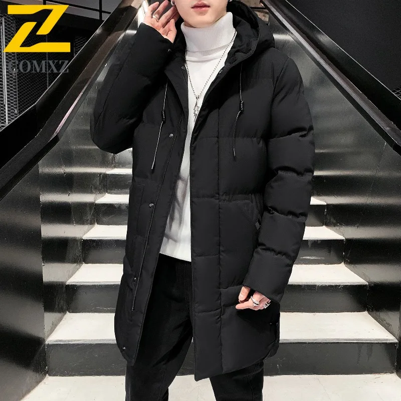 COMXZ, chaqueta acolchada de viaje para hombre, abrigo ligero coreano con capucha de primera calidad de lujo, abrigo acolchado cálido informal resistente al frío para invierno