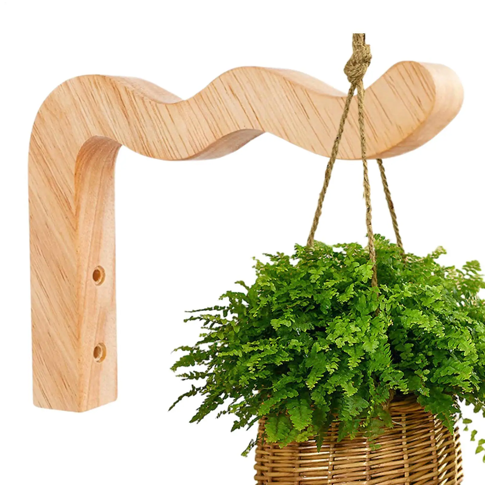 9 Inch Plant Hanger Bracket Wave-Shaped Heavy Duty Wooden Wall Hooks Flower Pot Hangers For Patio Garden Flower Pots Bird Feeder