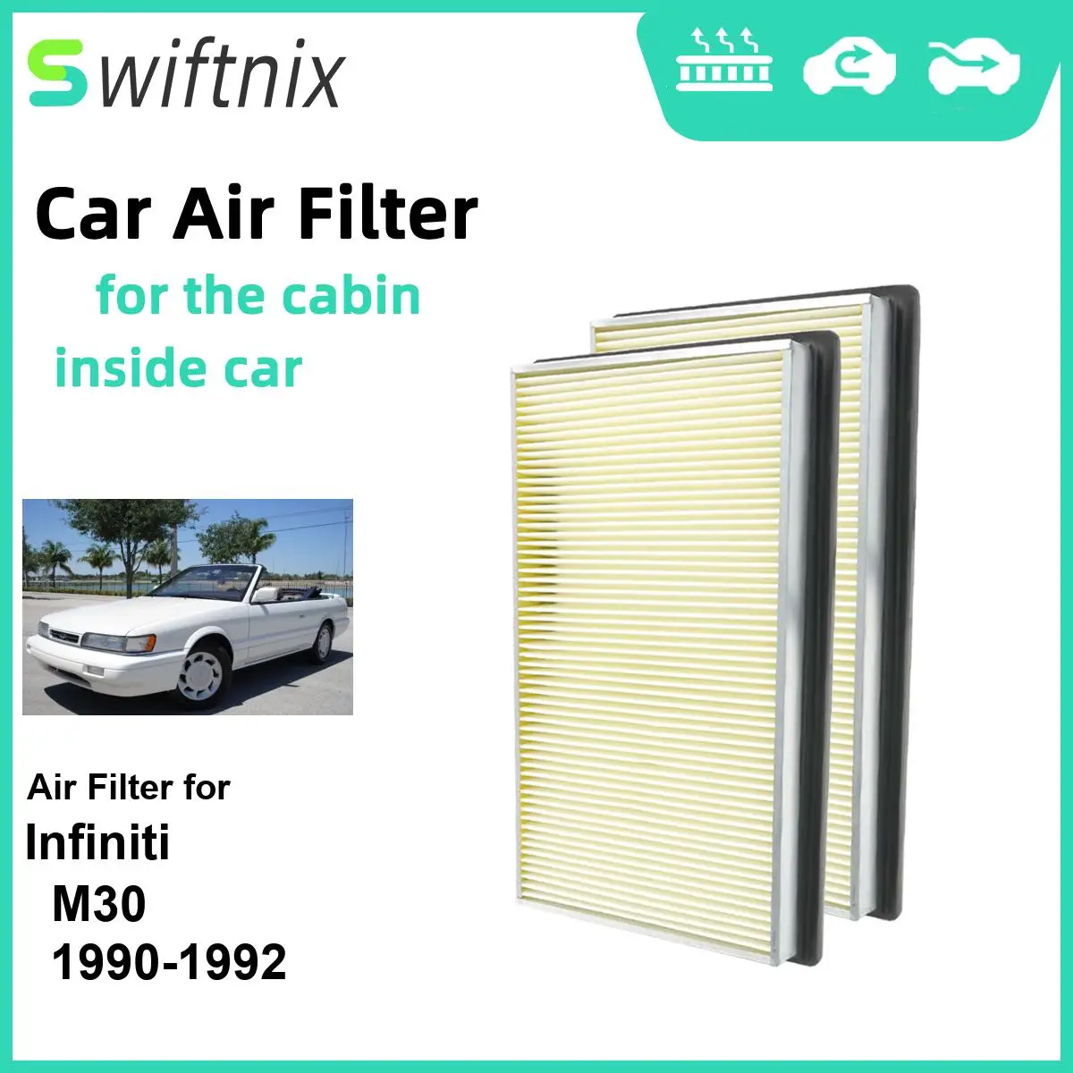 2PCS EngineAir Filter Calm Carbon Fiilter Cabin for Infiniti M30 1990-1992 CA4309 25043775 16546-0Z000 16546-V0100