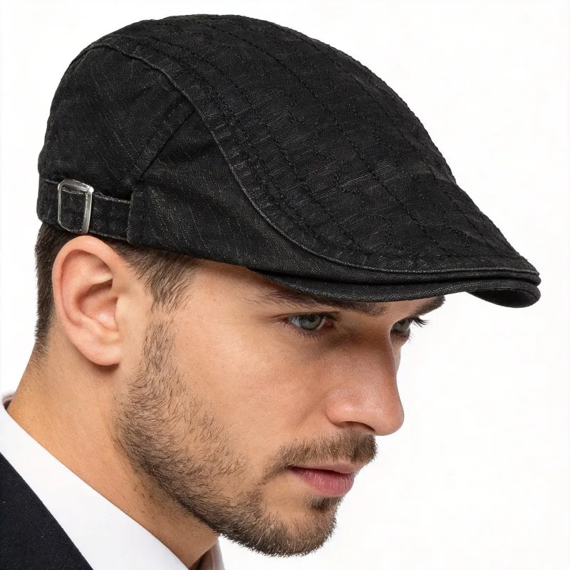 Retro Stylish Newsboy Cap for Men Cotton Beret Unisex Sun Hat Casual Outdoor Fishing Hat All Seasons Forward Hat
