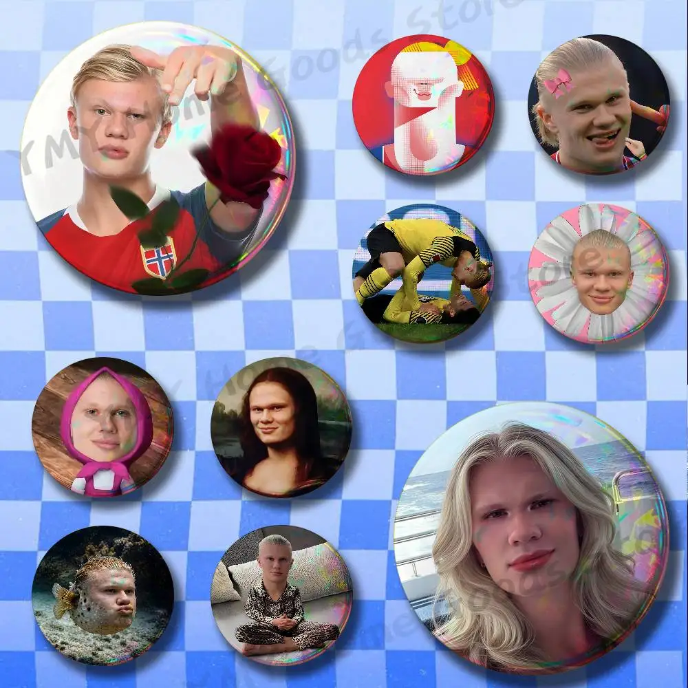 Football E-Erling H-Haaland Norway Badges Pins Button Custom Anime Role Old-school Brooches Cartoon Collar Gifts