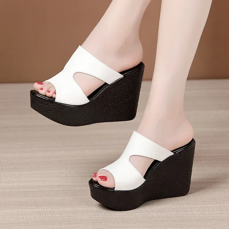 Women\'s Wedge Slippers 2024 Summer New Sexy High Heel Outer Slippers Fashion Open Toe Beach Shoes for Women Zapatos De Mujer