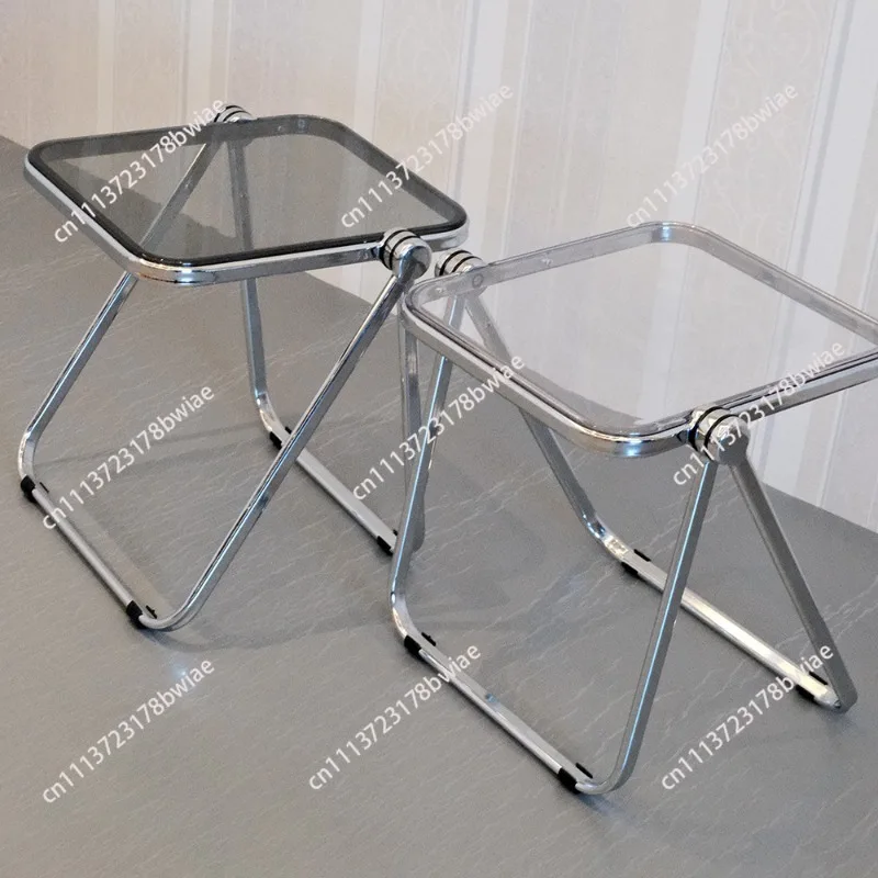 Household transparent foldable small table pc material balcony side table living room sofa light luxury casual corner table