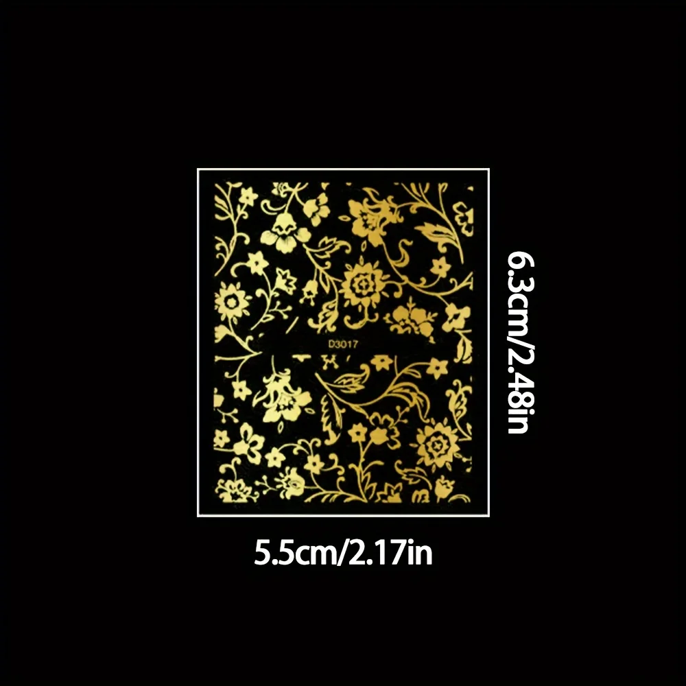 30 hojas de pegatinas doradas para decoración de uñas, elegantes diseños florales y de encaje, pegatinas autoadhesivas reutilizables 3D para decoración de uñas