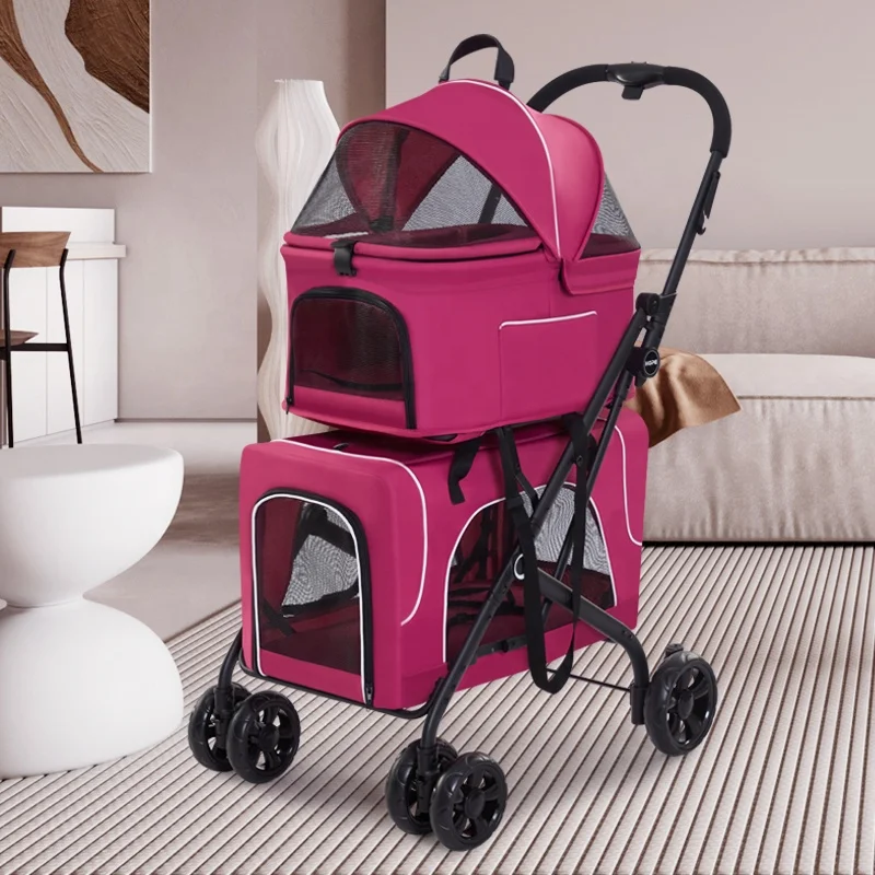 Amazon twin  Dog cat  Pet Travel Carrier Pet Cart Large  cat Pet Stroller For Dogs