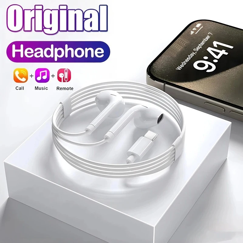 Écouteurs filaires HiFi à son surround, type USB-C, avec micro, pour Xiaomi, Samsung Galaxy, iPhone 17 Pro, Huawei