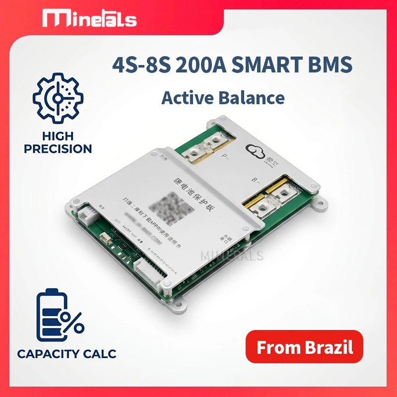 Jikong jk bms JK-B2A8S20P 4S 5S 6S 7S 8S 200a para brasil 2a equilíbrio ativo embutido bluetooth app suporte lcd 12v 24v smart bms