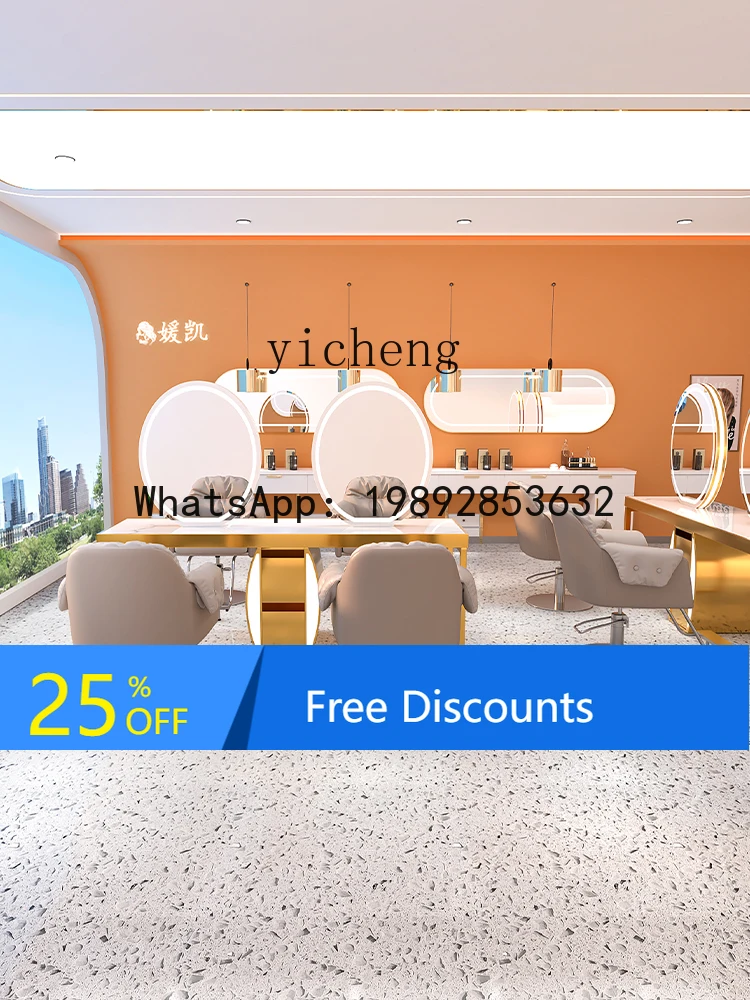 

AA Single-Sided HD Haircut Mirror Led with Cabinet New Marble Dressing Table Hairdressing Mirror