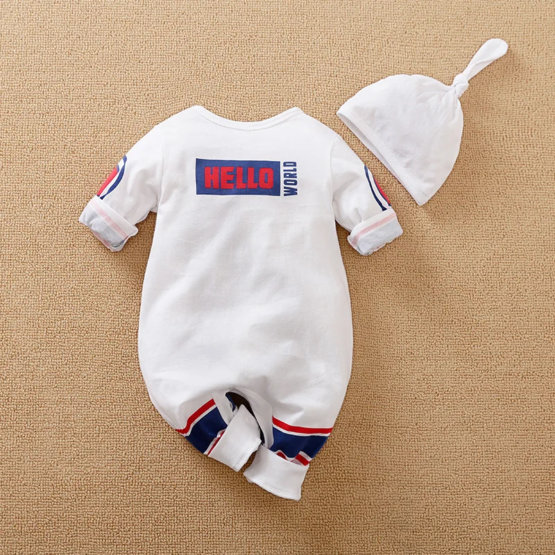 0-18m Long Sleeved Baby Jumpsuit Cute Astronaut Printed Cotton Comfortable And Soft Spring And Autumn Newborn Clothes